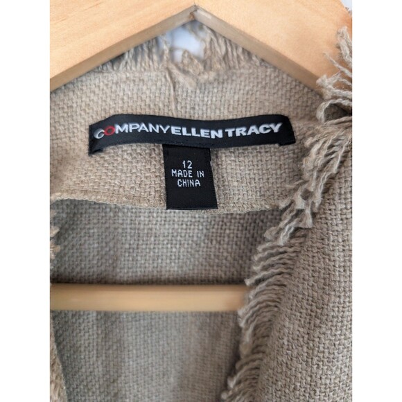Ellen Tracy Woven Linen Jute Jacket Blazer Natural Size 12 - Picture 3 of 7